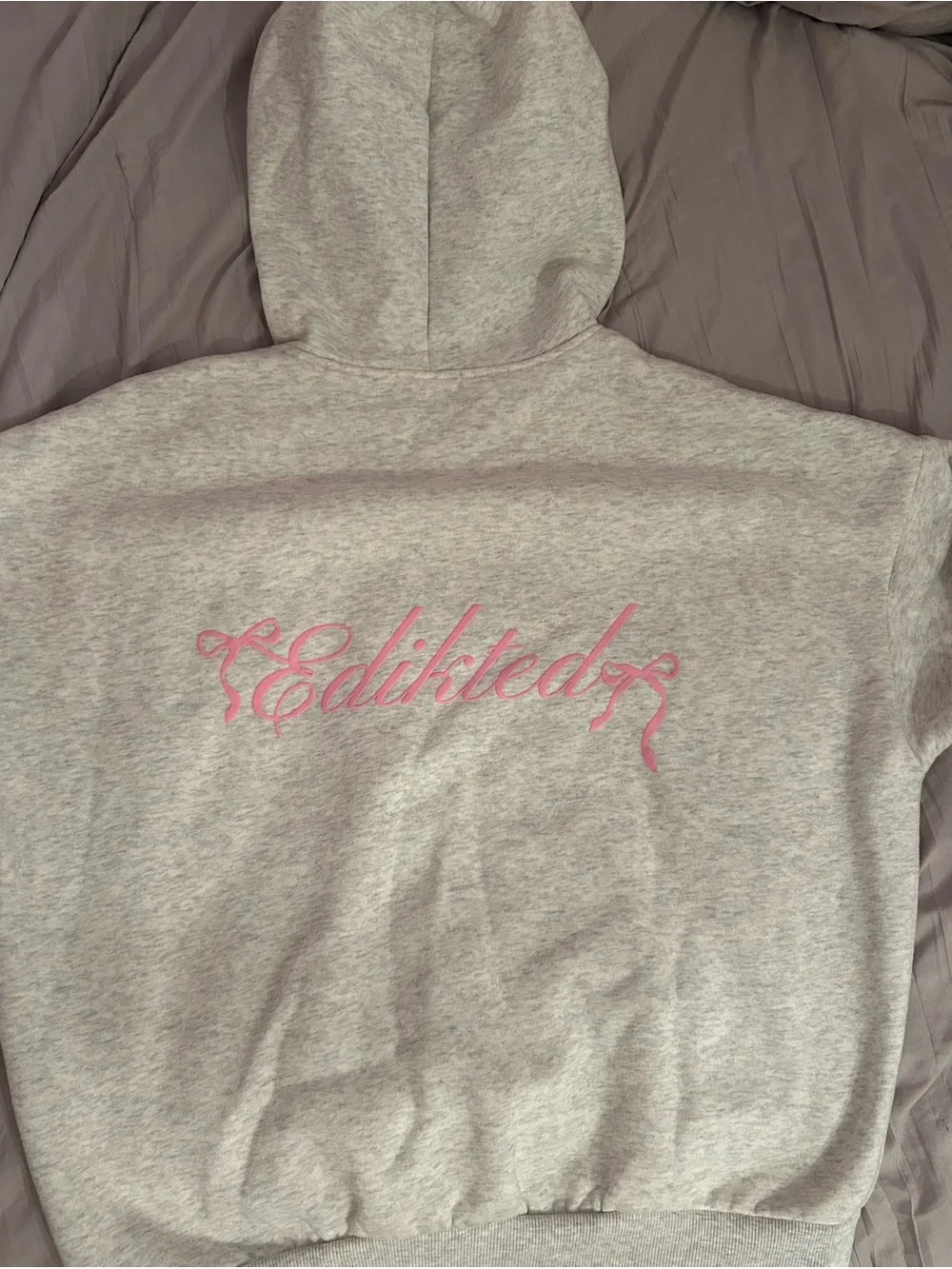Edikted Cream Hoodie with Pink Bow Detail